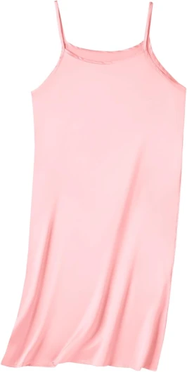 Girl & Women’s Satin Silky Nightgown Sleeveless Spaghetti Strap Pajamas Dress for Kids Sleepwear, 3 Years - XXL Pink 7-8 Years