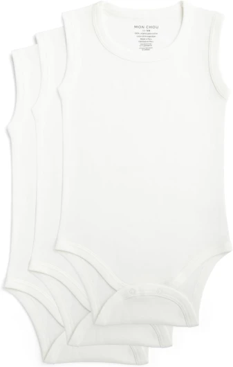 Baby Sleeveless Bodysuit, 100% Organic Pima Cotton Bodysuit, Infant Boy Girl Unisex, 3 Pack-Sizes 0-24 Months