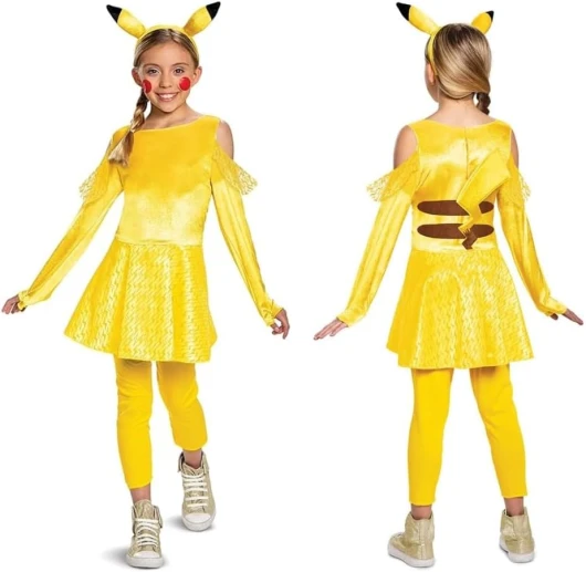 Pokemon Pikachu Costume for Girls, Deluxe Character Outfit