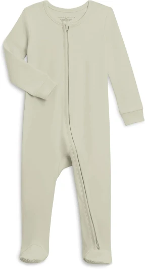 Baby Zip-Up Footed Sleeper with 2-Way Zipper - Newborn Organic Cotton Pajamas 0-3 Months Sage
