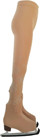 Girl’s Ice Skating Training Tight Leggings with Sparkling Rhinestone Decorative Pantyhose Large-X-Large Snowflake