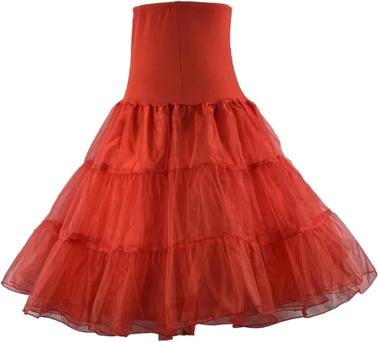 Women’s 50s Vintage Petticoat 26" Crinoline Rockabilly Tutu Skirt Slip S-L…