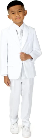 Big Boys’ Modern Fit Dress Suit Set 7 White W/White Tie