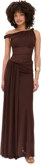 MISHA Women’s The Sisal Mesh Maxi Dress X-Small Chocolate