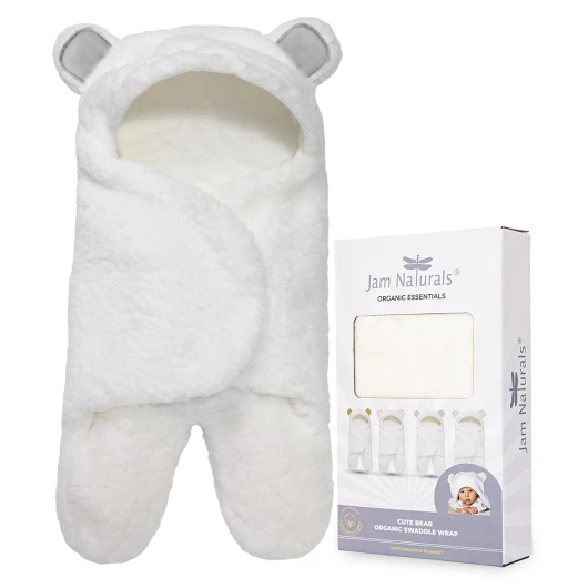 Cute Bear Organic Newborn Swaddle Wrap-Gender Neutral Soft Baby Blanket, Newborn Baby Registry Gift(Grey 0-3m)