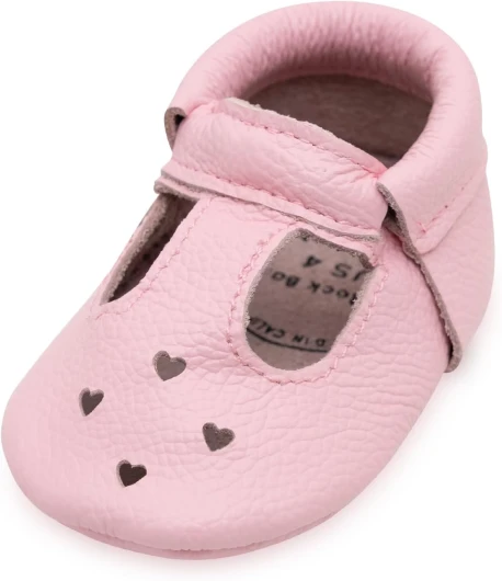 Mary Jane Moccasins - Genuine Leather Soft Sole Baby Girl Shoes for Newborns, Infants, Babies, and Toddlers