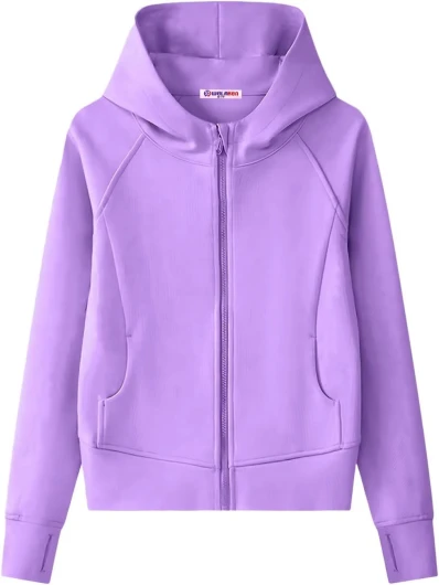 Girls’ Zip-Up Hoodie Sweatshirt Kids Long Sleeve Hooded Sweatshirt with Pockets