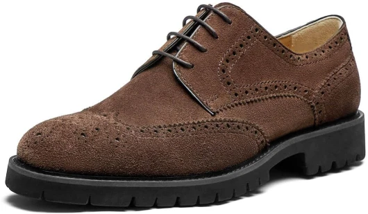 Men’s Dress Shoes Wingtip Genuine Cowhide Leather Oxfords with Brogue Derby Shoes for Wedding, Business, Fomal Occasions 11 Brown Wingtip Suede