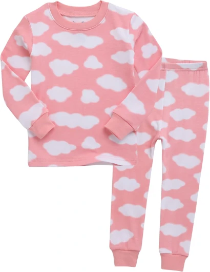 6M-12Y Kids Unisex Girls & Boys Soft Comfy Modal Tencel Sleepwear Pajamas 2pcs or 4pcs Set 3T Cloud-pink