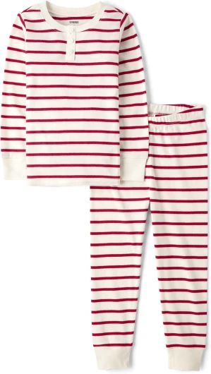 Boys’ Gymmie Long Sleeve and Pant Cotton 2-Piece Pajama Sets, Big Kid, Toddler 12 Candy Cane Stripe