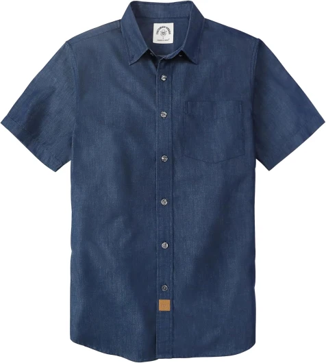 ® Mens Short Sleeve Button Down Shirts Summer Vintage Short Sleeve Button Down Men Lightweight Men’s Casual Shirts Large Navy