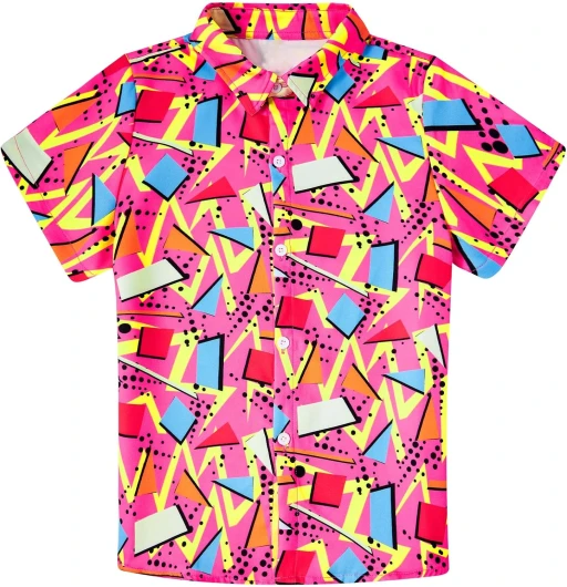 2-10 Years Boys Button Down Shirts 3D Graphic Hawaiian Aloha Short Sleeve Dress Shirt Tops A1-retro 80s 90s-1 7-8 Years