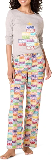 Disney - Marvel - Star Wars Women’s Flannel Pajama Sleep Sets Small Marvel Holiday Bricks