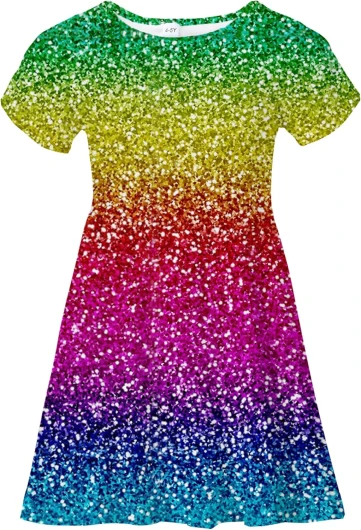 Girl’s Dresses Cute Print Short Sleeve Casual Sundress for Girls 4-10 Years 4-5T 08 Rainbow