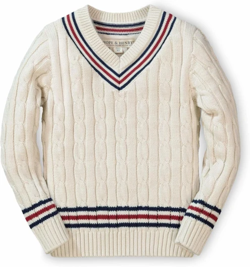Hope & Henry Boys’ Long Sleeve V-Neck Cricket Sweater