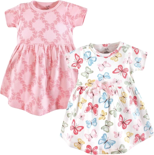 Girls’ One Size Organic Cotton Short Long-Sleeve Dresses 18-24 Months Baby Toddler Butterflies Short Sleeve