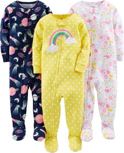 Simple Joys by Carter’s Toddlers and Baby Boys’ Snug-Fit Footed Cotton Pajamas, Pack of 3