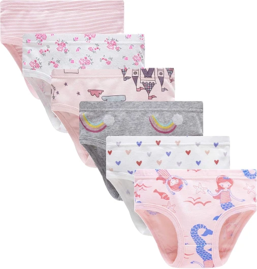 Little Girls’ Soft Cotton Underwear Toddler Undies Kids panties 5 6 Pack - Fashion Assorted -D1